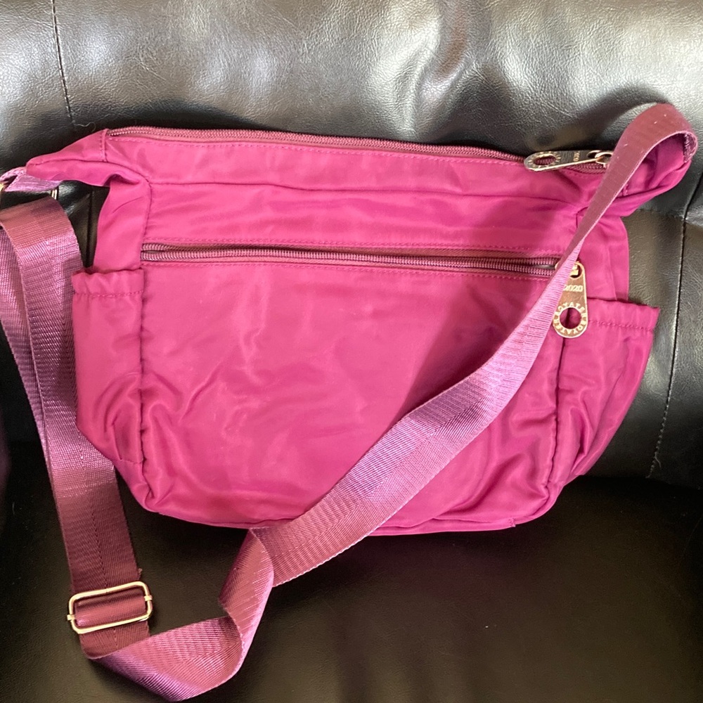 PurpleCrossbody Bag with Multiple Zip Pockets - Picture 2 of 4